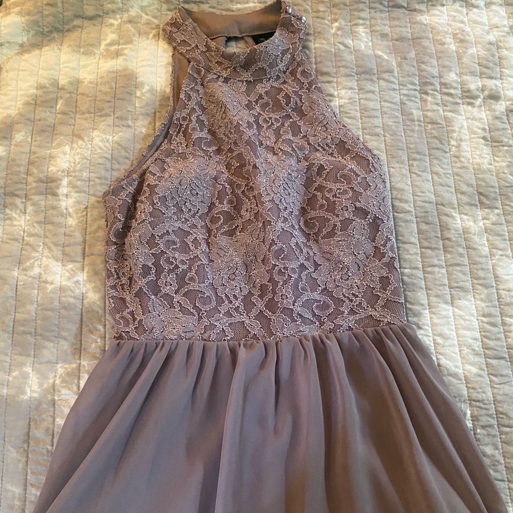 purple high neck dress